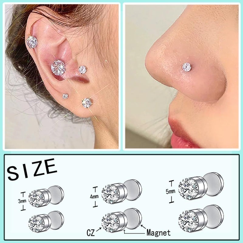 VitaCool Store Fake Nose Ring Hoop Fake Nose Stud Magnetic Septum Nose Ring Stud Stainless Steel CZ Fake Nose Piercing Stud Faux Nose Ear Lip Cuffs Non Pierced Jewelry for Women Men - Image 2